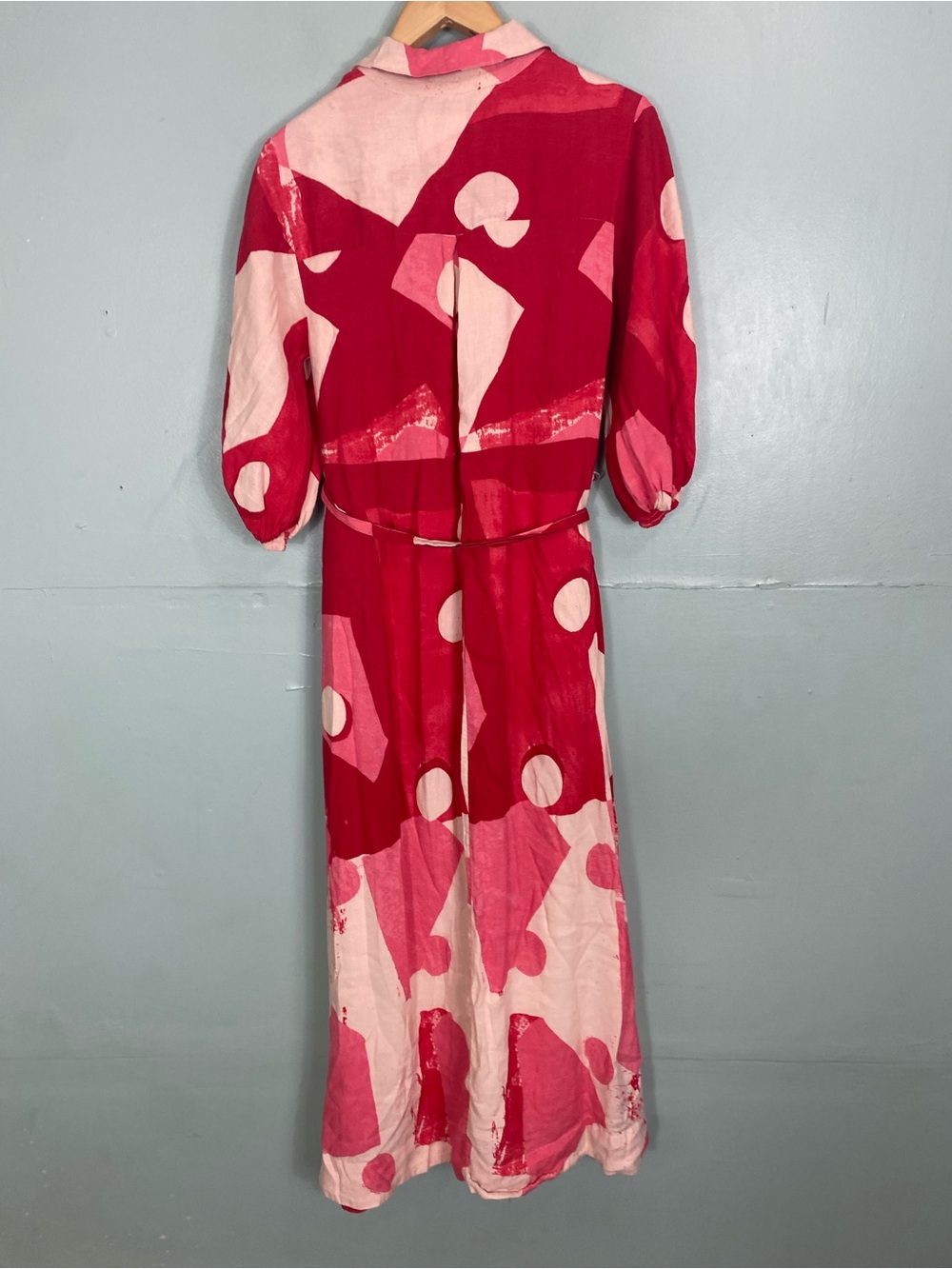 Anthropologie The Mona Linen Shirt Dress Pink Red Small - Picture 5 of 7